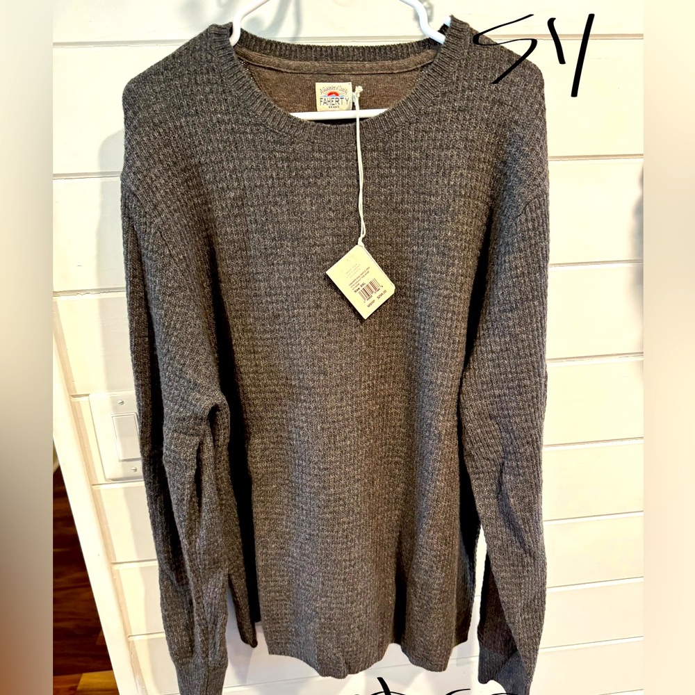 Faherty Cashmere Wool Waffle Crew - NWT - XXL
